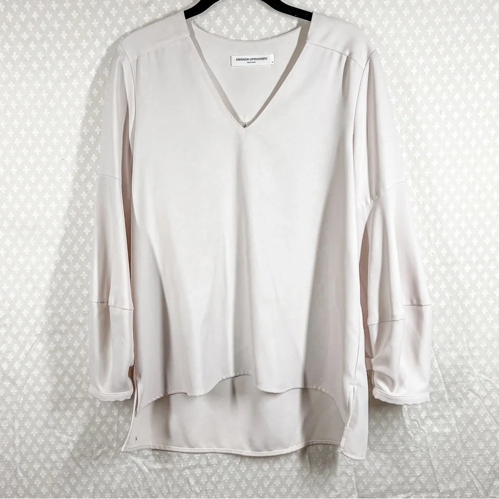 Amanda Uprichard Light Pink V Neck Long‎ Sleeve Top